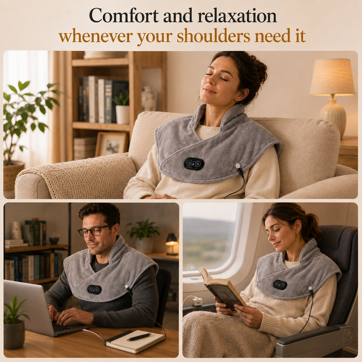 Arvora™  Heated Shoulder Wrap — USB Heat Pad for Neck & Shoulder Pain