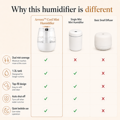 Arvora™ Cool Mist Humidifier — 1.3L Tank, Dual Spray, Up to 12H Runtime, USB, Night Light