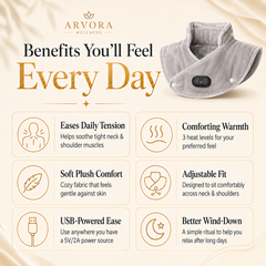 Arvora™  Heated Shoulder Wrap — USB Heat Pad for Neck & Shoulder Pain