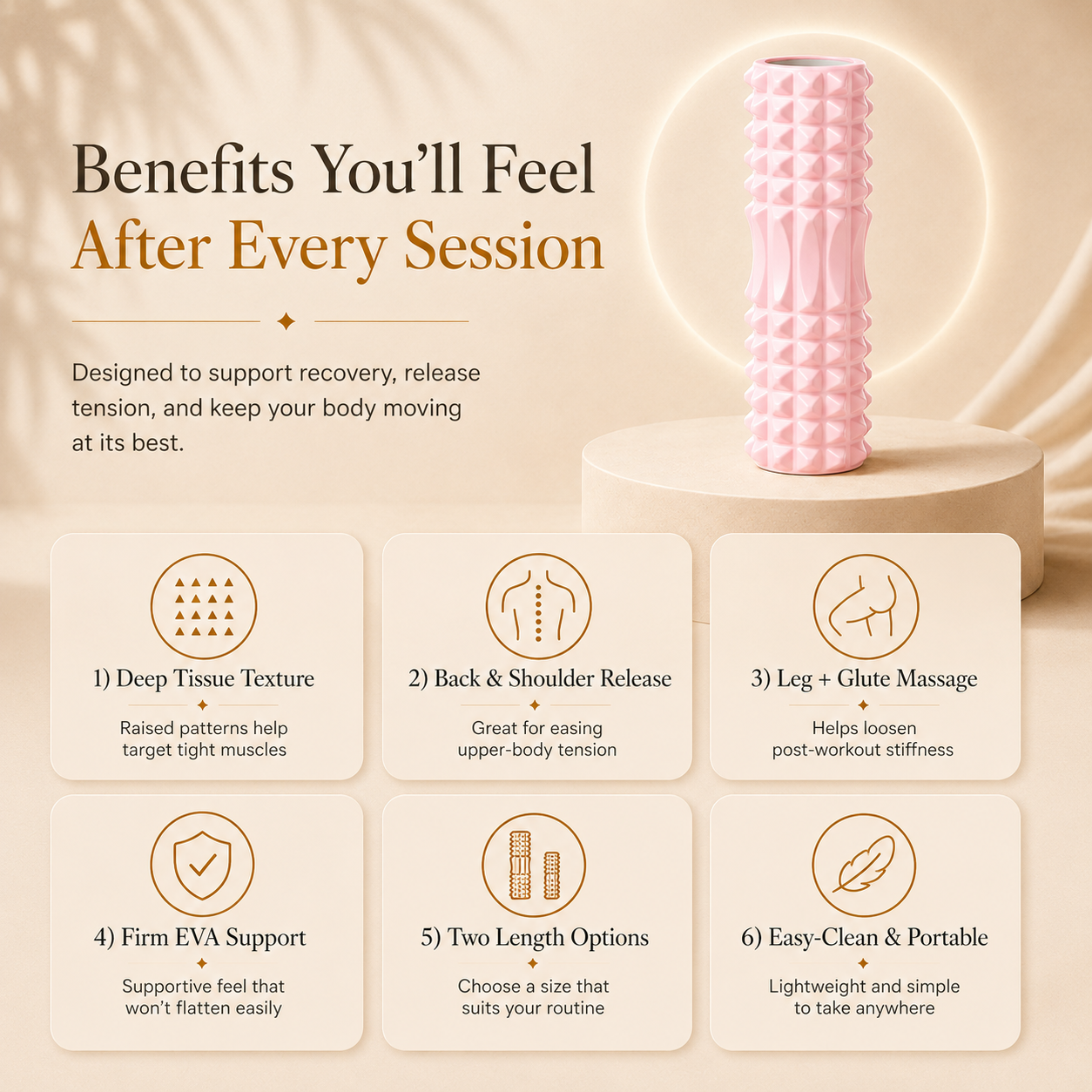 Arvora™ Textured Foam Roller — Deep Tissue Massage for Back, Legs & Recovery