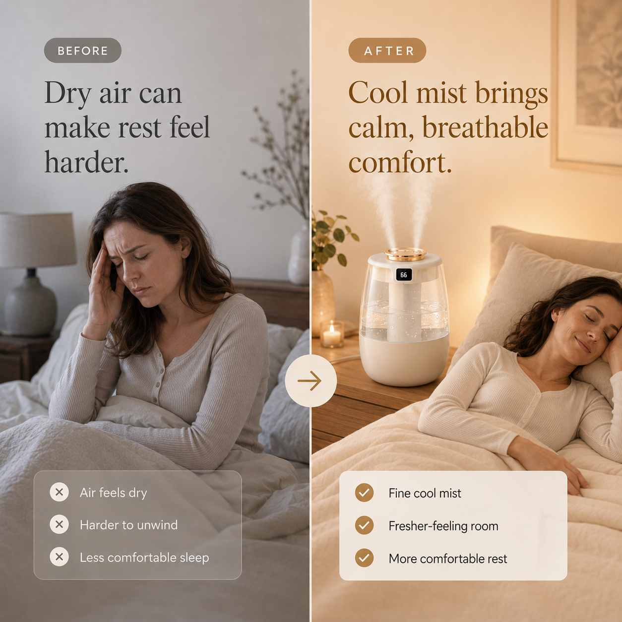 Arvora™ Cool Mist Humidifier — 1.3L Tank, Dual Spray, Up to 12H Runtime, USB, Night Light