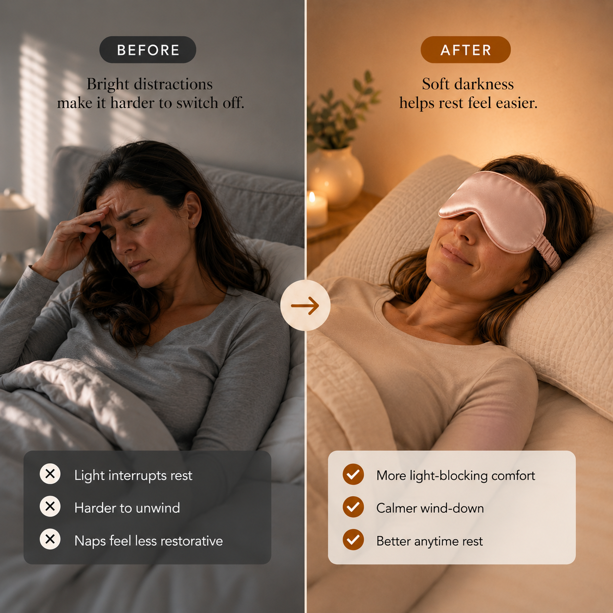 Arvora™ Silk Sleep Eye Mask — Blackout, Zero Pressure, Adjustable Strap