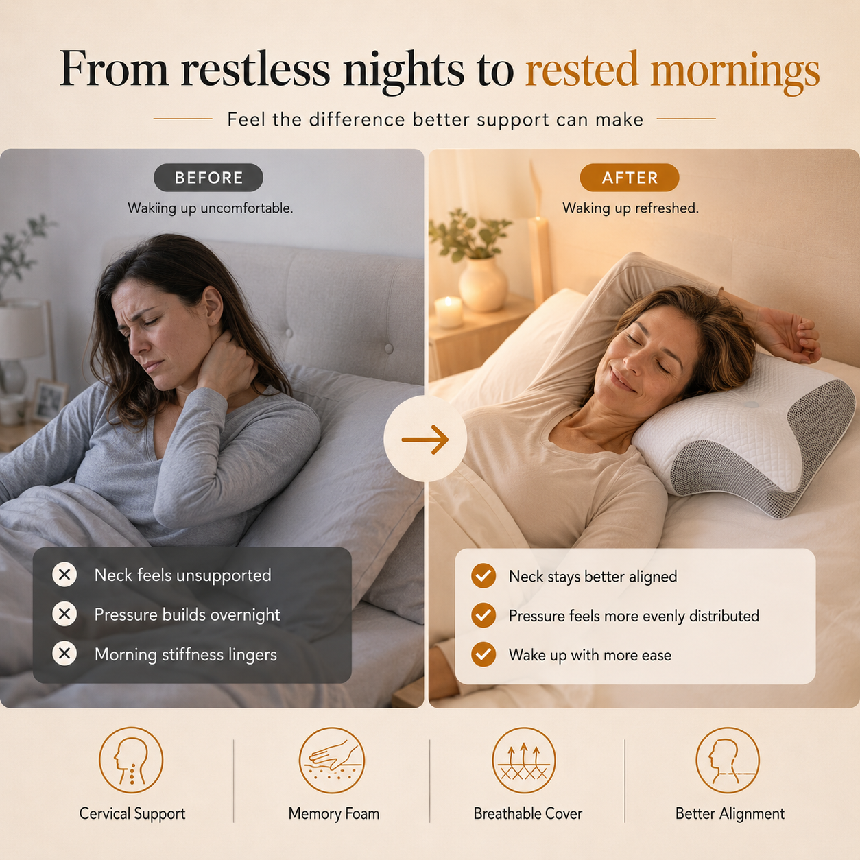 Arvora™ Cervical Memory Foam Pillow
