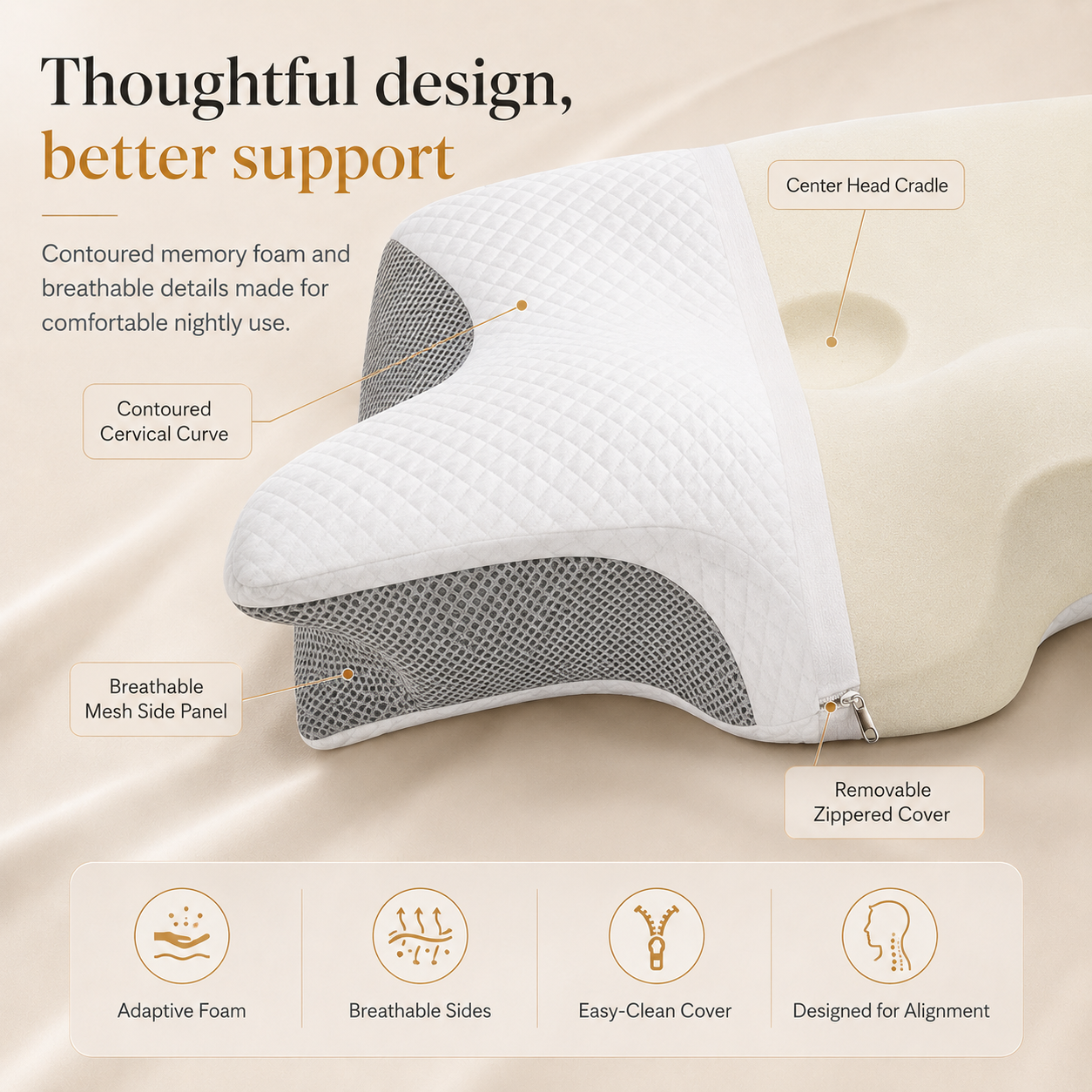 Arvora™ Cervical Memory Foam Pillow