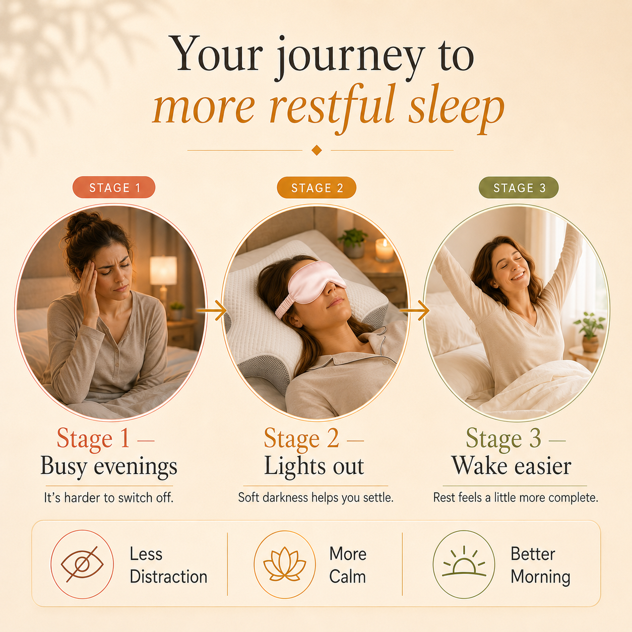 Arvora™ Silk Sleep Eye Mask — Blackout, Zero Pressure, Adjustable Strap
