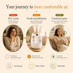 Arvora™ Cool Mist Humidifier — 1.3L Tank, Dual Spray, Up to 12H Runtime, USB, Night Light